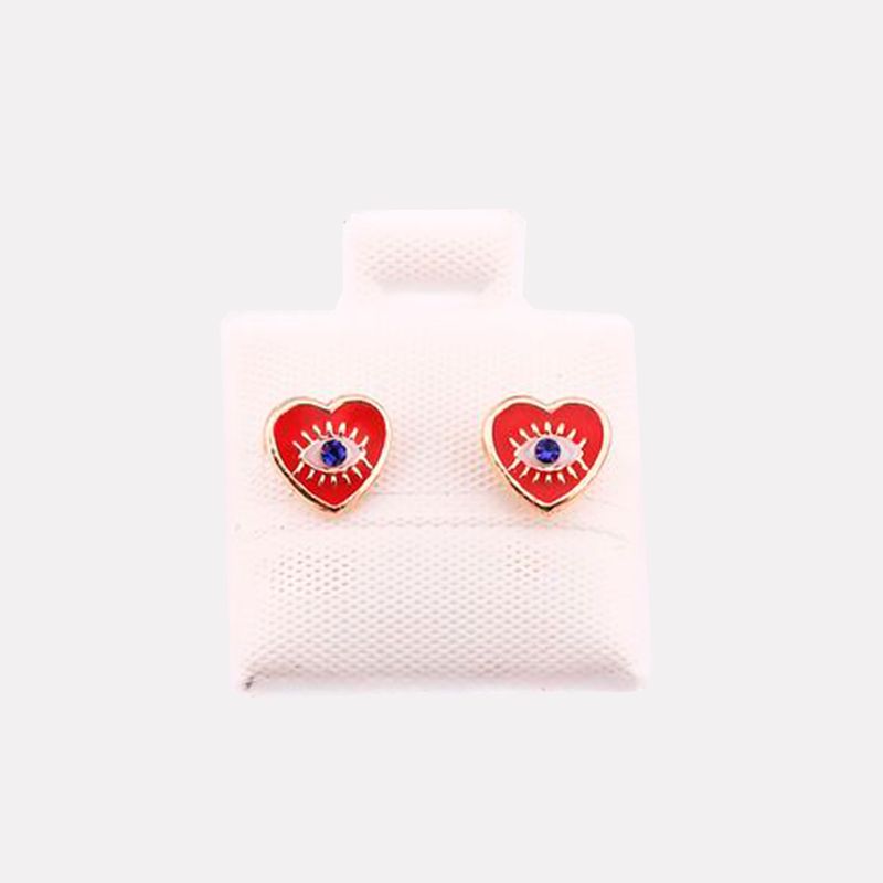Broqueles Corazon Con Ojito 10k 0.3g